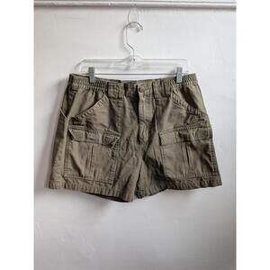 Cabela's Shorts Mens 34 Green Cargo Cotton Canvas Elastic Waist Pockets Outdoor